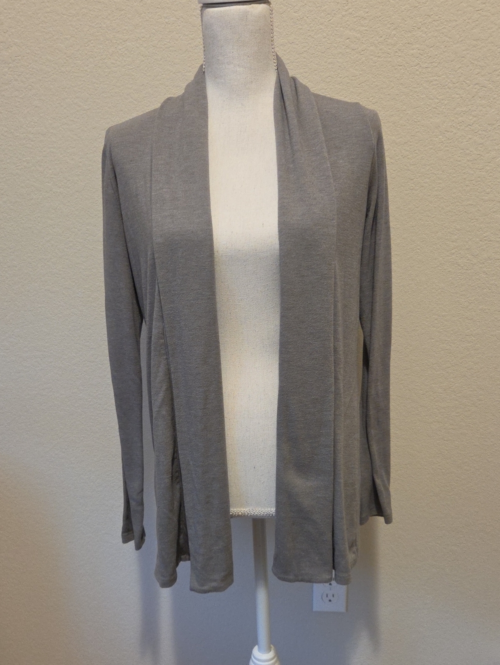 Ann Taylor Gray Open-Front Drape Cardigan